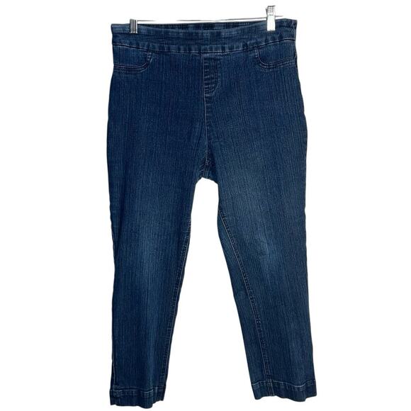 Soft Surroundings Pull-On Stretch Denim Cropped Pants Size M Blue Style 27851 - Picture 7 of 7